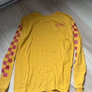 Dickies Mustard Long Sleeve with Red Checkered Sleeves